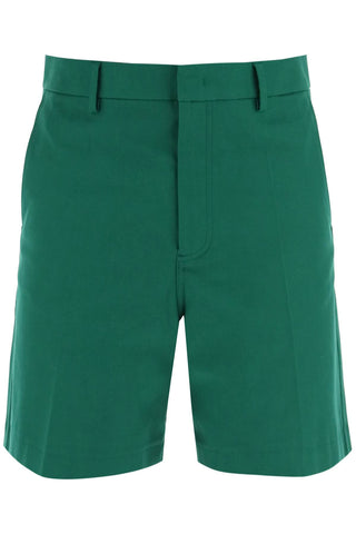 Canvas Bermuda Shorts With V Detail