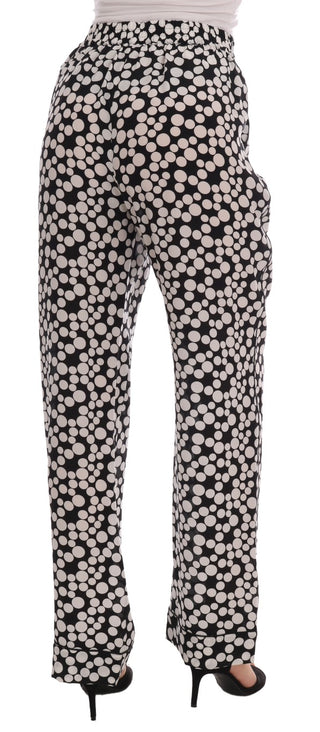 Elegant Polka Dot Silk High-waist Pants