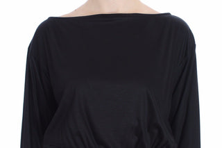Elegant Black Silk Blend Shift Dress