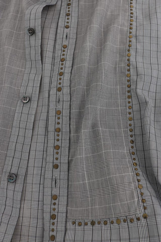 Elegant Gray Checkered Slim Fit Casual Shirt