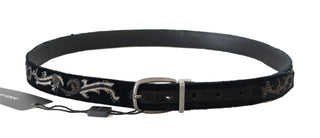 Elegant Black Cotton-leather Men's Belt