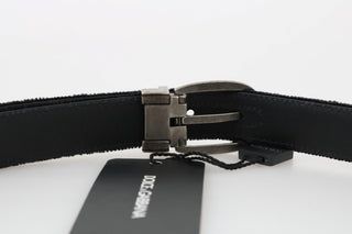 Elegant Black Cotton-leather Men's Belt