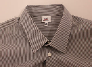 Chic Gray Striped Cotton Casual Shirt