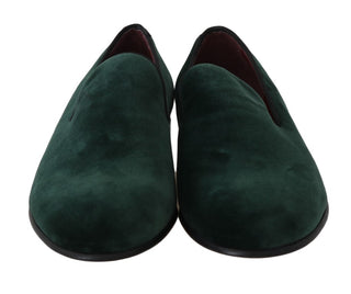 Elegant Green Suede Slip-on Loafers