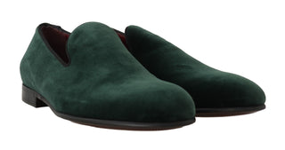 Elegant Green Suede Slip-on Loafers