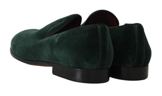 Elegant Green Suede Slip-on Loafers