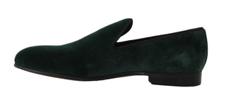 Elegant Green Suede Slip-on Loafers