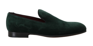 Elegant Green Suede Slip-on Loafers