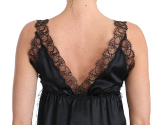 Sultry Silk Blend Lingerie Top In Black