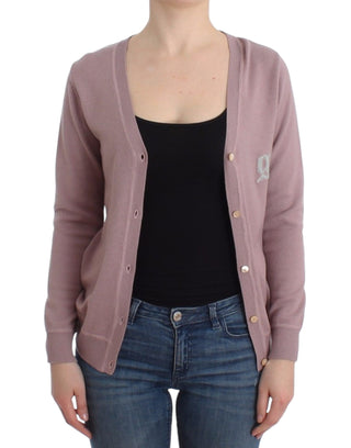 Chic Pink V-neck Wool Cardigan