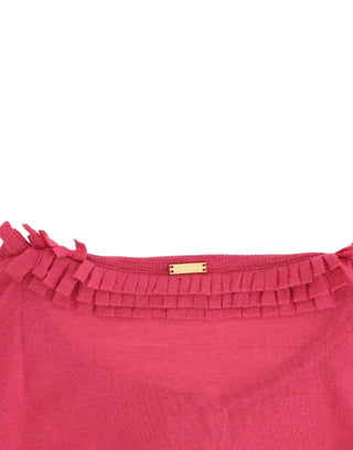 Ruffle Detail Wool Cardigan In Pink