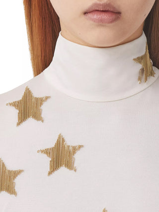 Silk Viscose Dress With Gold Stars