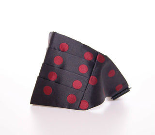 Exquisite Black Silk Cummerbund With Red Polka Dots