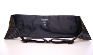 Elegant Black Silk Cummerbund With Polka Dots