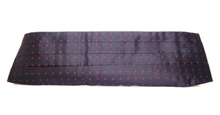 Elegant Silk Black Cummerbund With Red Polka Dots