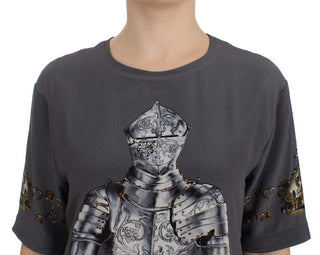 Enchanted Sicily Silk Blouse With Knight Print