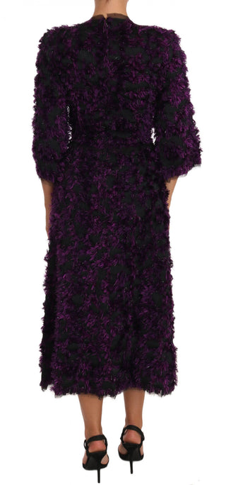 Elegant Fringe Sheath Dress In Purple & Black