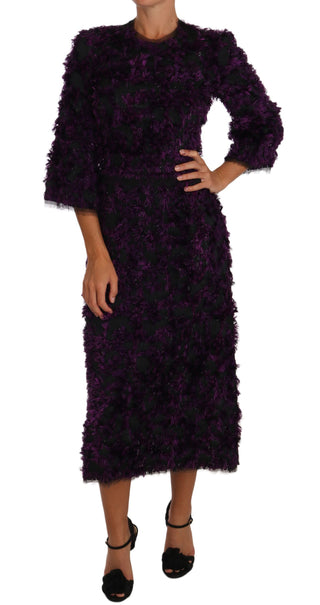 Elegant Fringe Sheath Dress In Purple & Black