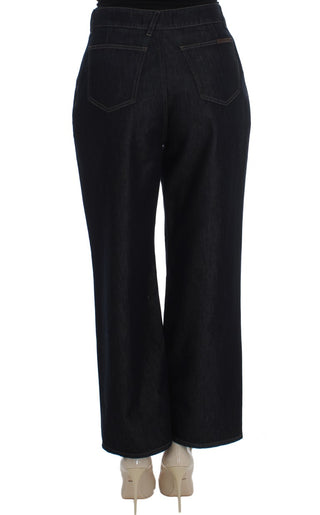 Chic High Waist Flare Jeans In Dark Blue