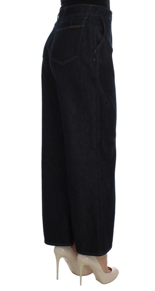 Chic High Waist Flare Jeans In Dark Blue