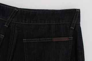 Chic High Waist Flare Jeans In Dark Blue