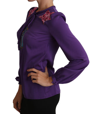 Enchanted Purple Silk Crystal Blouse