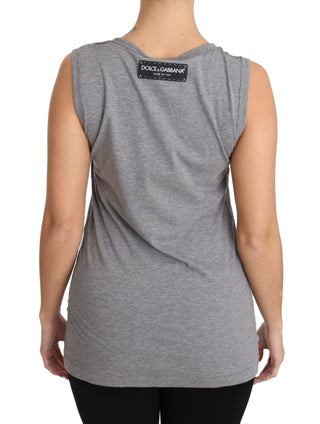 Sequined Heart Tank Top In Gray