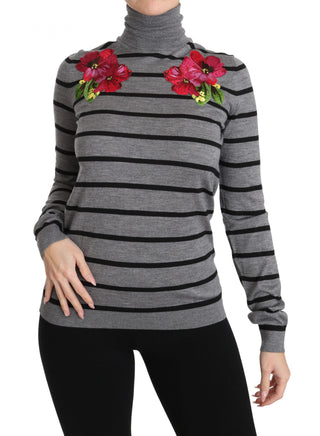 Elegant Embroidered Cashmere-silk Sweater