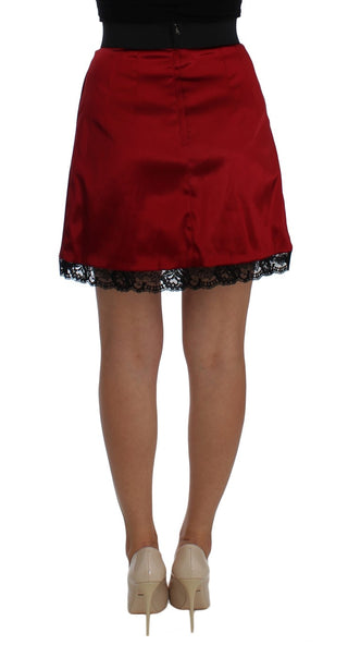 Elegant Red Lace High-waist Skirt