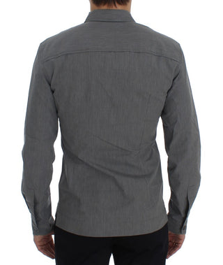 Elegant Gray Cotton Dress Shirt