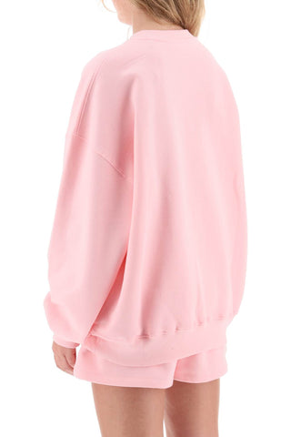 Crew-neck Sweatshirt With Rhinestone-studded Maxi Logo