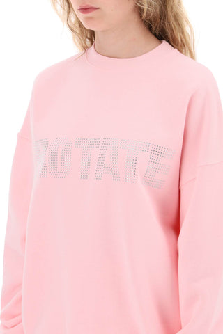 Crew-neck Sweatshirt With Rhinestone-studded Maxi Logo