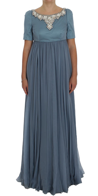 Elegant Crystal-embellished Silk Gown