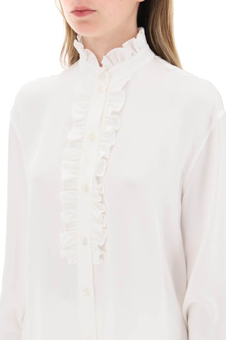 Silk Satin Shirt With Ruffles