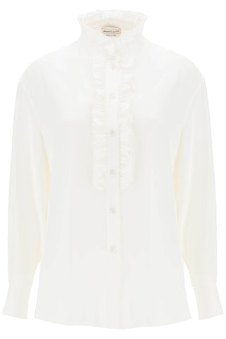 Silk Satin Shirt With Ruffles