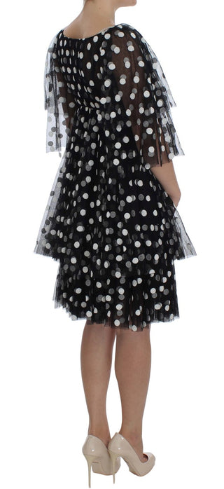 Elegant Polka Dotted Ruffled Dress