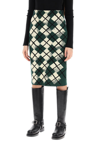 Knitted Diamond Pattern Midi Skirt