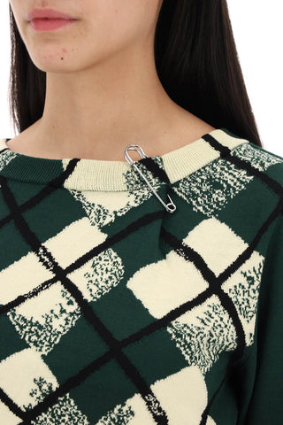 Cropped Diamond Pattern Pullover