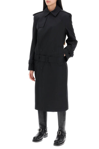 Double-breasted Silk Twill Trench Coat