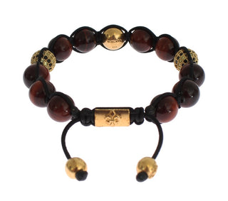 Radiant Red Tiger Eye & Cz Gold Bracelet