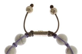 Elegant Silver Purple Cz & Howlite Bracelet