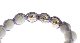 Elegant Silver Purple Cz & Howlite Bracelet