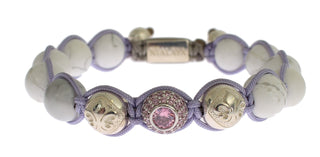 Elegant Silver Purple Cz & Howlite Bracelet