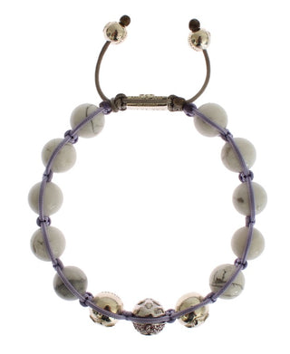 Elegant Silver Purple Cz & Howlite Bracelet