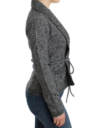 Elegant Gray Wool Blend Cardigan