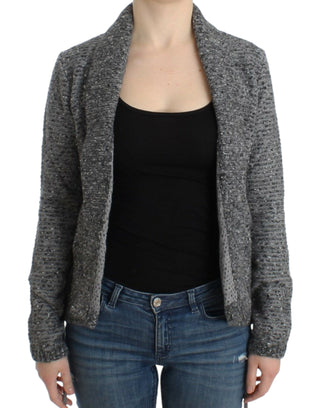 Elegant Gray Wool Blend Cardigan