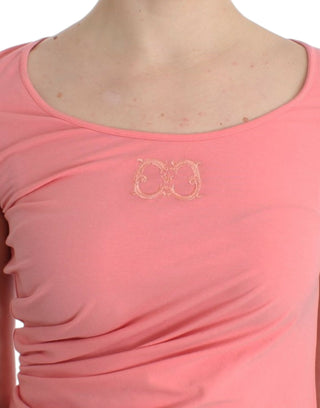 Pink Cotton Blend Tank Top With Cap Sleeves