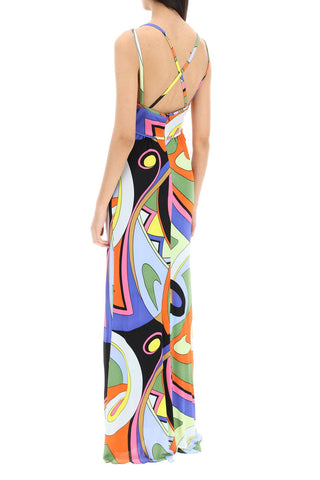 Multicolor Printed Jersey Maxi Dress