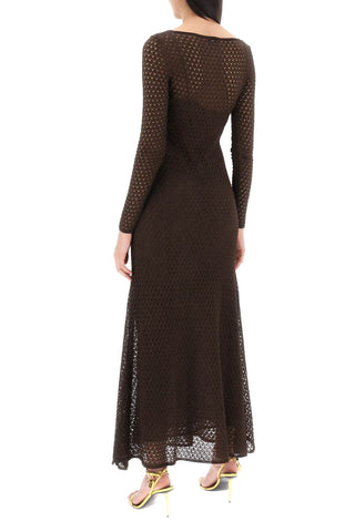 Long Knitted Lurex Perforated Dress