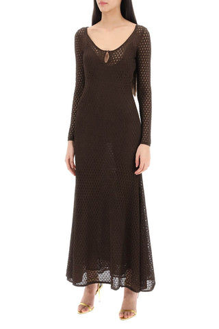 Long Knitted Lurex Perforated Dress